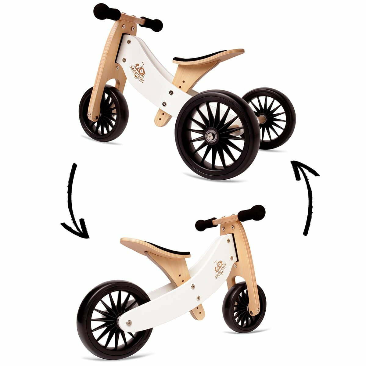 Dreveny balancny bicykel Kinderfeets® Tiny Tot Plus 2v1 biela dadaboom sk 2